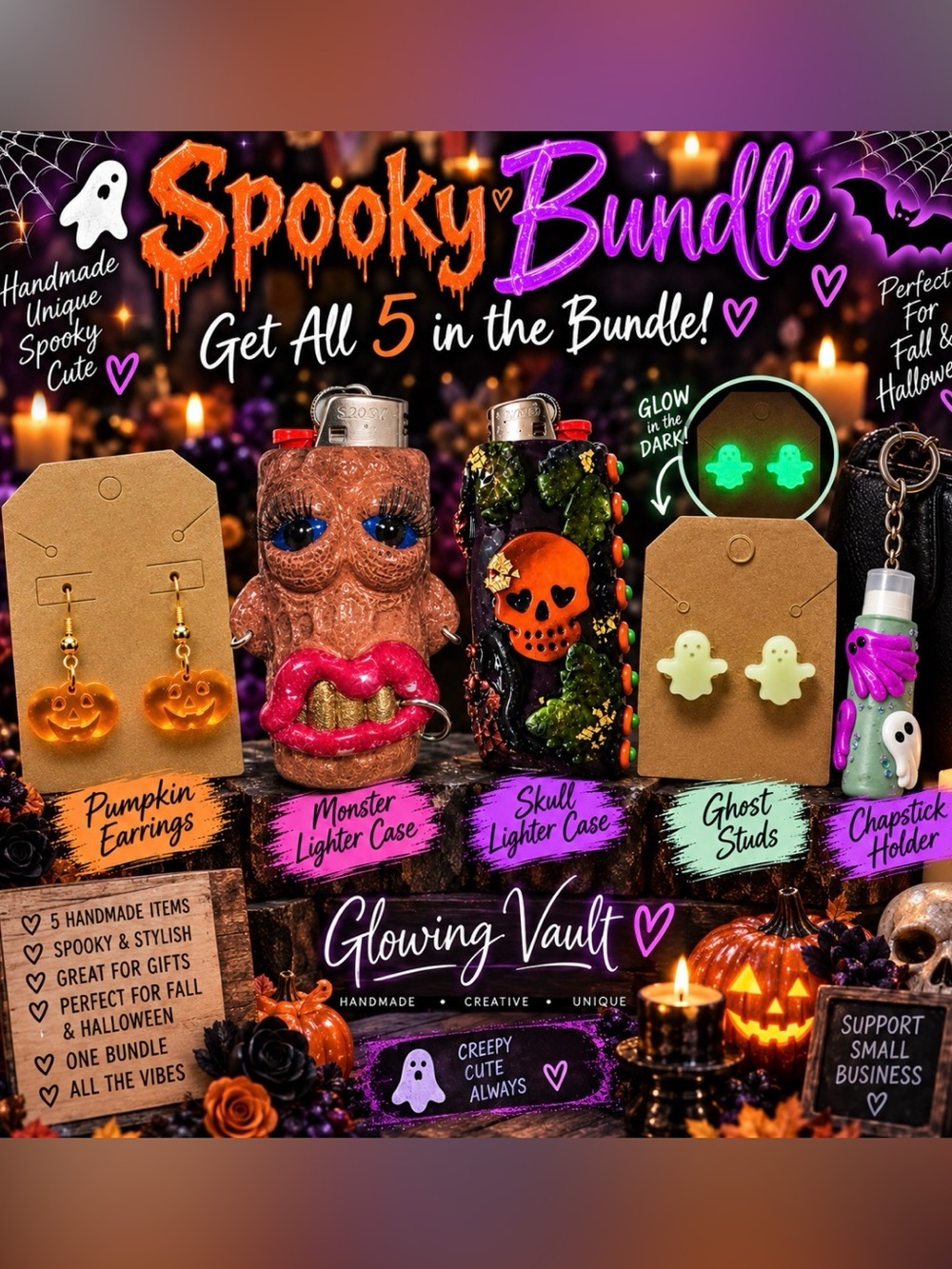 Spooky Bundle - Assorted Halloween Orange & Green Accessories